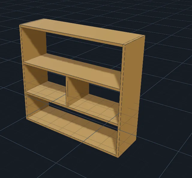 El mismo mueble convertido en un modelo 3D paramétrico