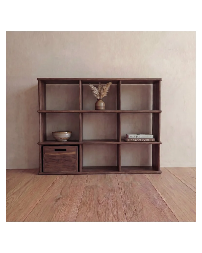 Photo of a 3×3 cube storage shelf