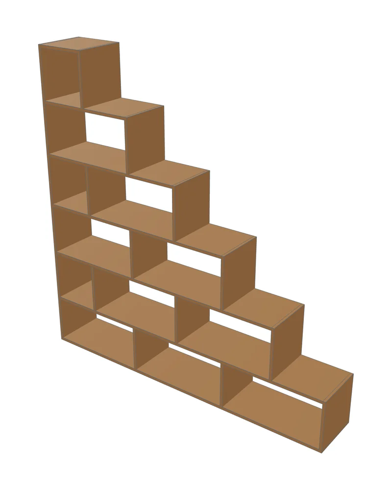 Modelo 3D del plano de librero escalera en Fabivo