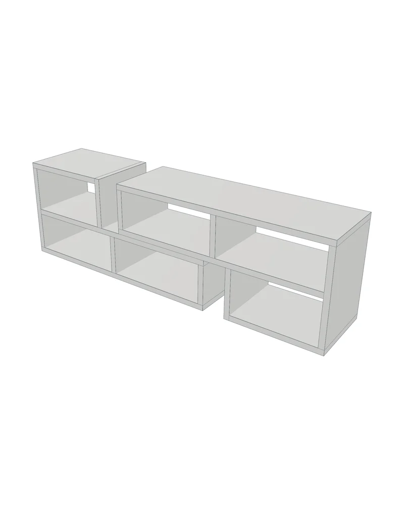 Modelo 3D del plano de mueble de TV escalonado en Fabivo